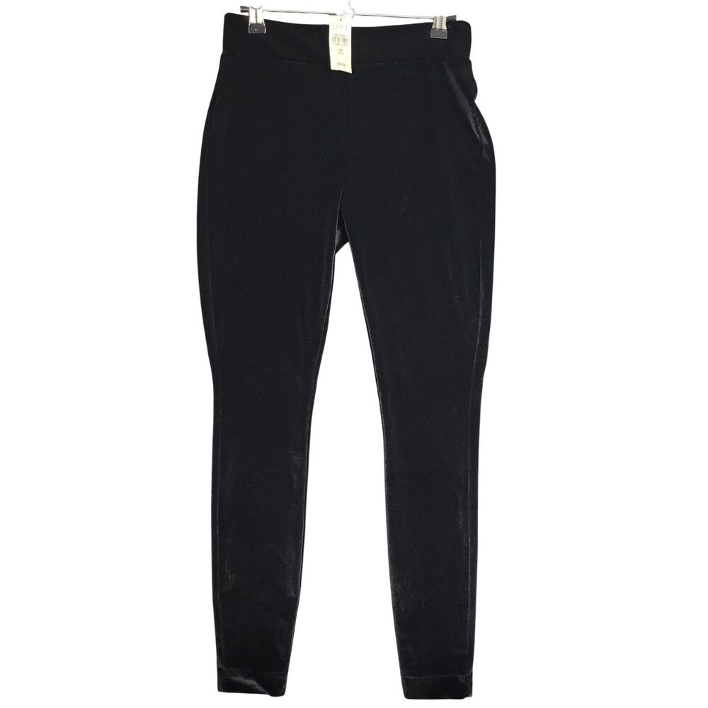 NWT LOFT Black Velvet Skinny Leg Pull On Pant Leggings SIZE SP SMALL PETITE